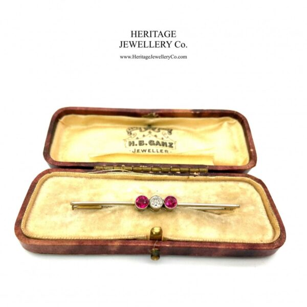 Antique Gold, Diamond and Ruby Brooch - Image 2