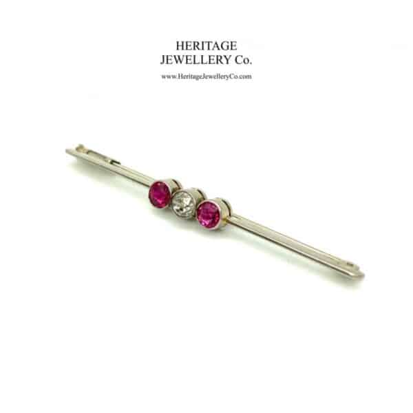 Antique Gold, Diamond and Ruby Brooch - Image 4