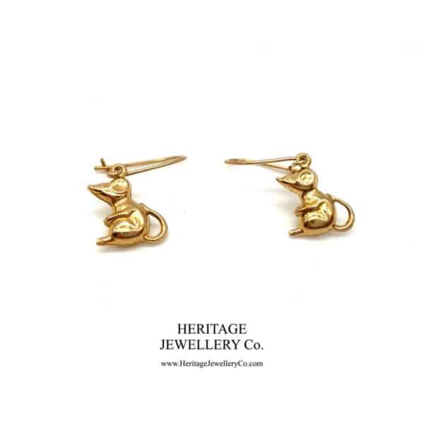 Vintage Gold Mouse Earrings