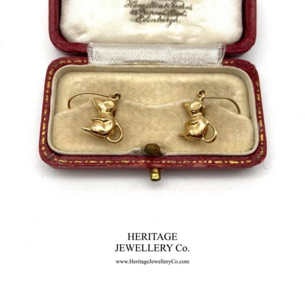 Vintage Gold Mouse Earrings - Image 2