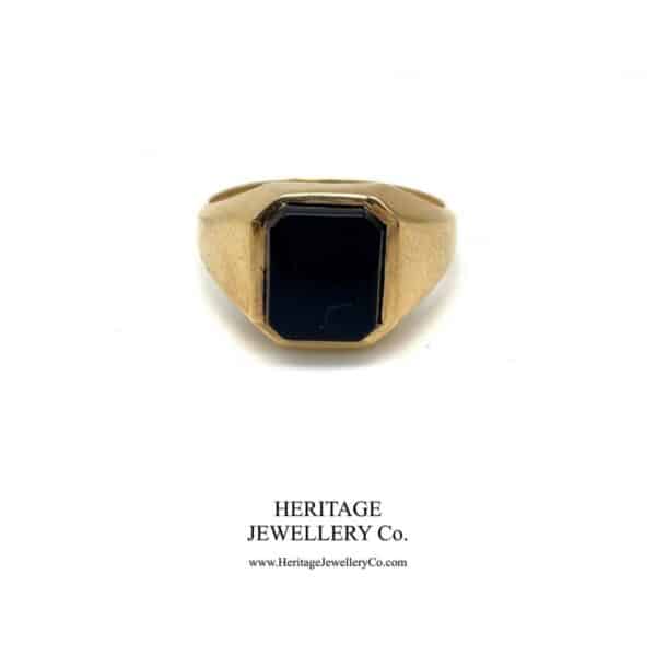 Vintage Heavy Gold & Onyx Signet Ring - Image 3