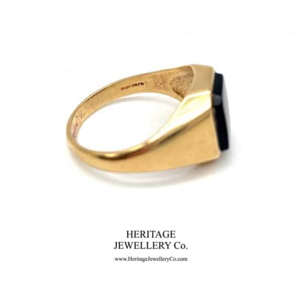 Vintage Heavy Gold & Onyx Signet Ring - Image 5