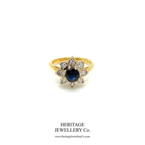 Vintage Sapphire and Diamond Cluster Ring Diamond Antique Jewellery 4