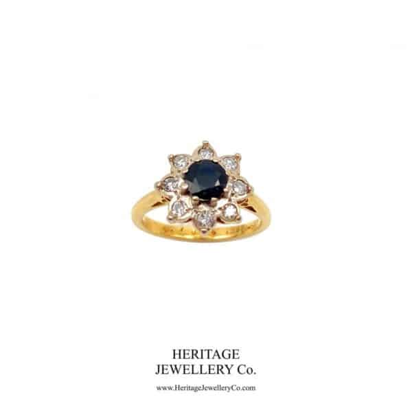 Vintage Sapphire and Diamond Cluster Ring Diamond Antique Jewellery 6
