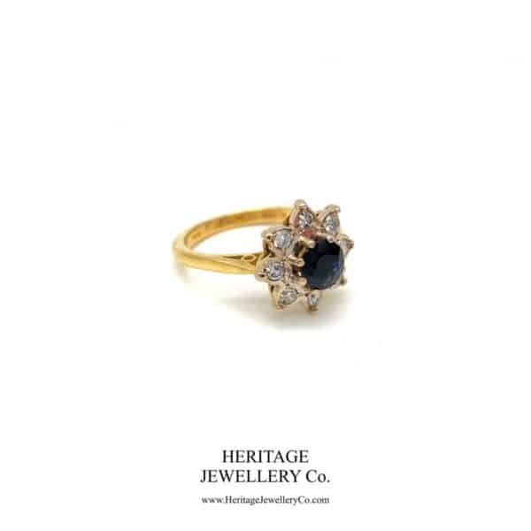 Vintage Sapphire and Diamond Cluster Ring Diamond Antique Jewellery 8