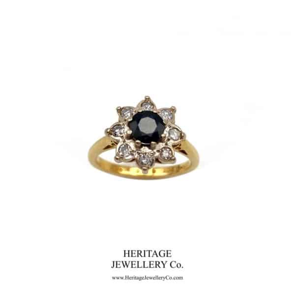 Vintage Sapphire and Diamond Cluster Ring Diamond Antique Jewellery 7