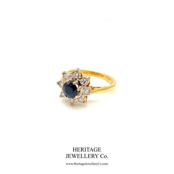 Vintage Sapphire and Diamond Cluster Ring Diamond Antique Jewellery 9