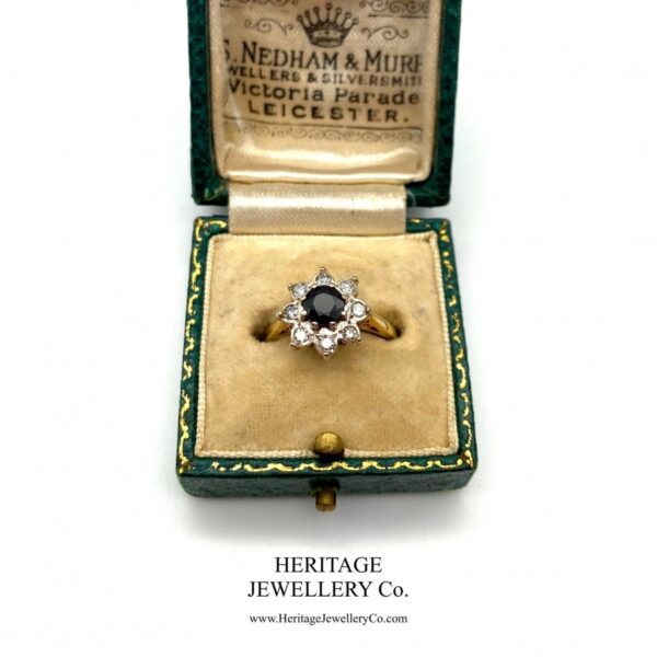 Vintage Sapphire and Diamond Cluster Ring Diamond Antique Jewellery 10