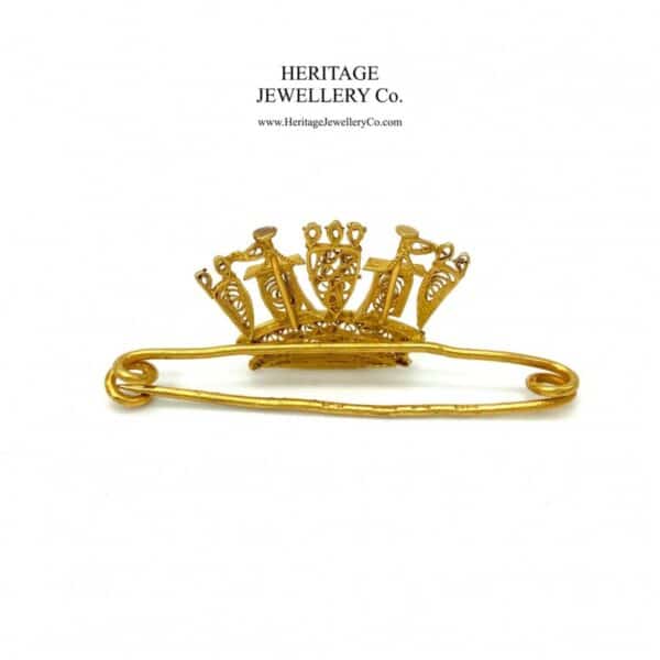 Antique Victorian Gold Naval Crown Brooch - Image 5