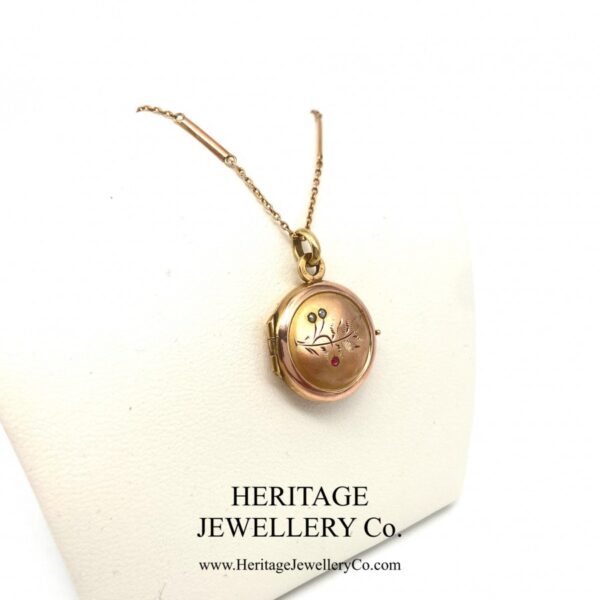 Antique Victorian Garnet, Pearl and Rose Gold Locket - Image 2