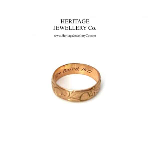 Antique Rose Gold Engraved Wide Band (c. 1917) Antique Antique Jewellery 5
