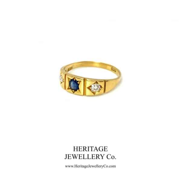 Antique Sapphire and Diamond Gypsy Ring - Image 3