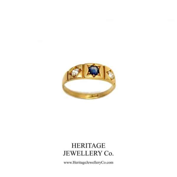 Antique Sapphire and Diamond Gypsy Ring - Image 5