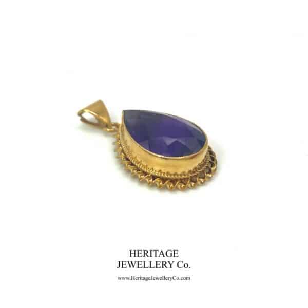 Amethyst Pear Drop Pendant Necklace Amethyst Antique Jewellery 5