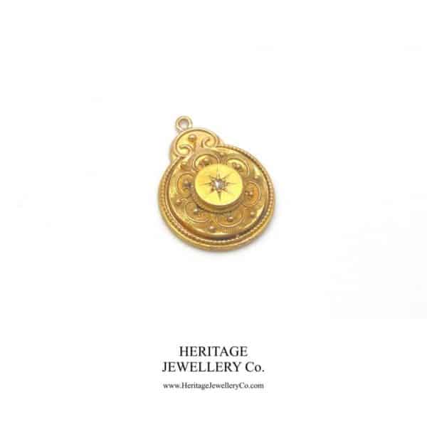 Victorian Gold & Diamond Drop Pendant (9ct) Diamond Antique Jewellery 3