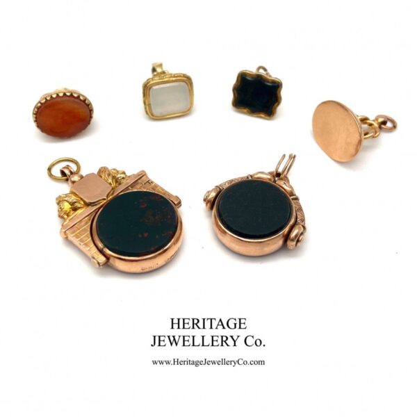 Gold Peach Agate Fob Seal - Image 7