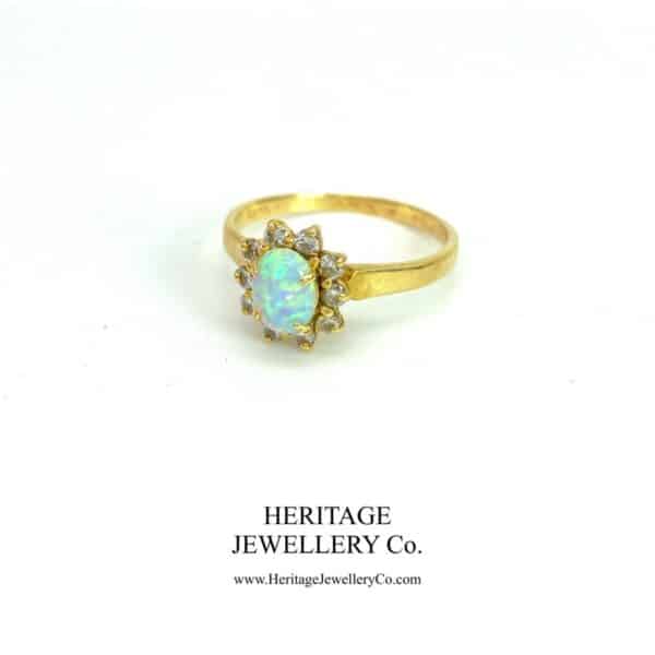 Vintage Fiery Opal and Diamond Ring Diamond Antique Jewellery 5