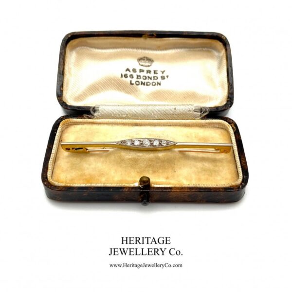 Antique 5-Stone Diamond Bar Brooch - Image 9