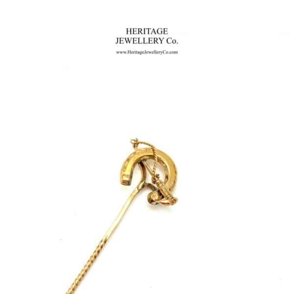 Antique Horseshoe & Crop Pin - Image 2