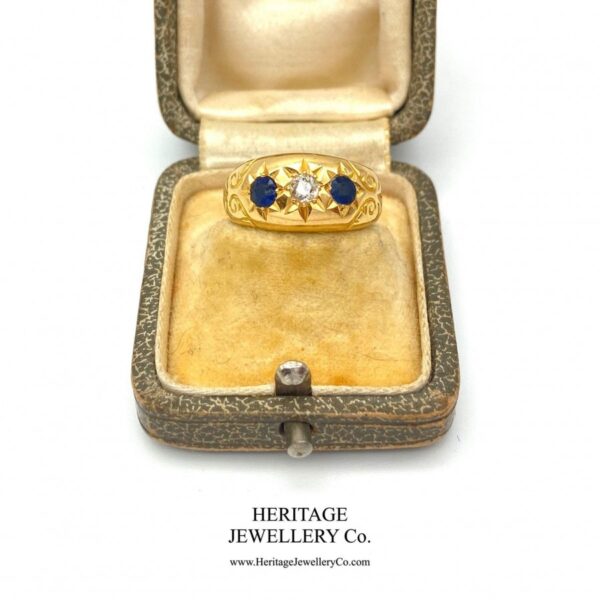 Antique Sapphire and Diamond Gypsy Ring (c. 1913) - Image 2