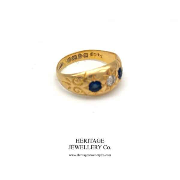 Antique Sapphire and Diamond Gypsy Ring (c. 1913) - Image 9