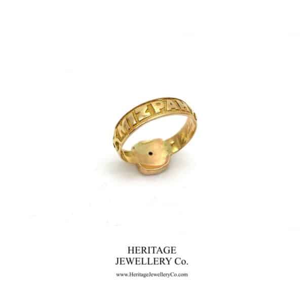 Rare Mourning Mizpah Ring with Banded Agate Shield (c. 1878) - Image 3