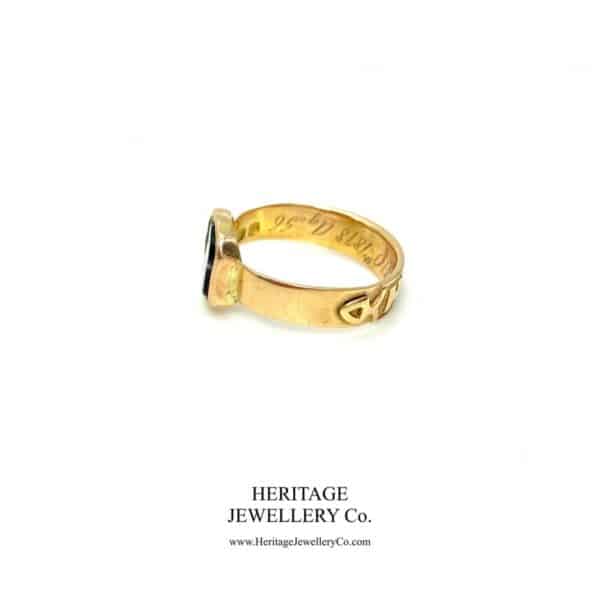 Rare Mourning Mizpah Ring with Banded Agate Shield (c. 1878) - Image 5