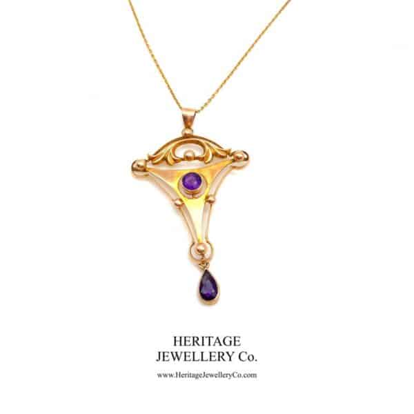 Art Nouveau Gold & Amethyst Pendant Amethyst Antique Jewellery 3