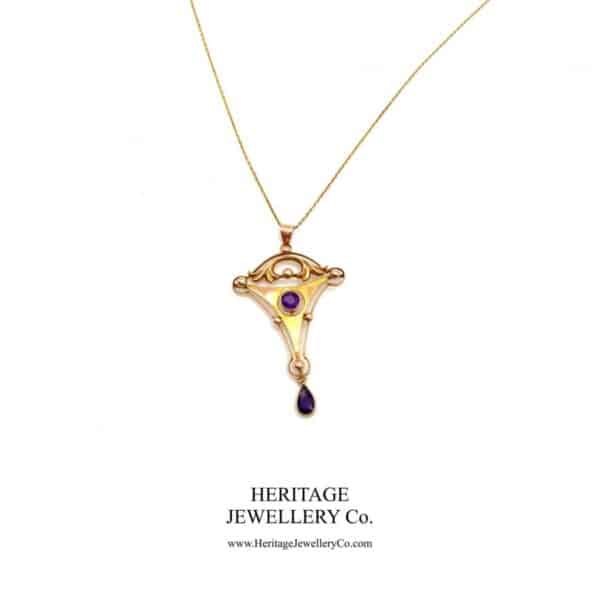 Art Nouveau Gold & Amethyst Pendant - Image 3