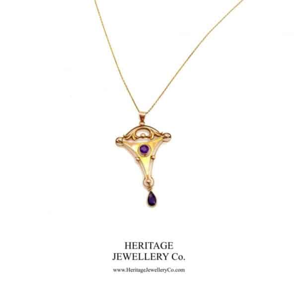 Art Nouveau Gold & Amethyst Pendant Amethyst Antique Jewellery 5