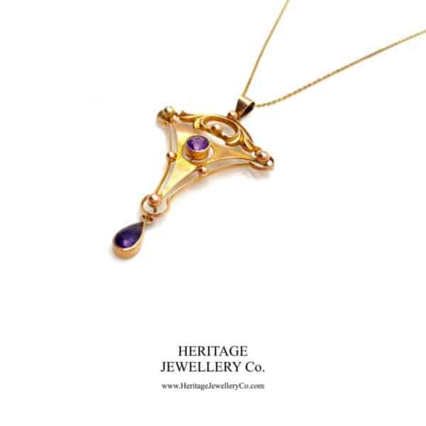 Art Nouveau Gold & Amethyst Pendant Amethyst Antique Jewellery 6