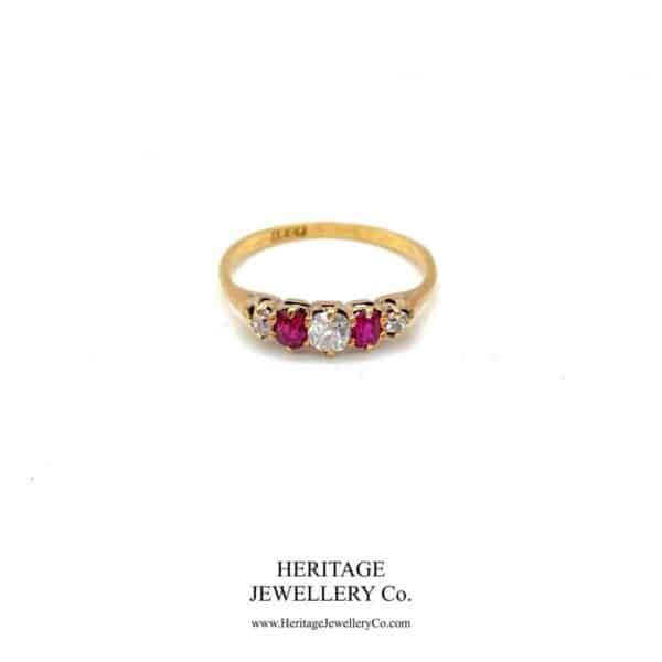 Antique Ruby and Diamond Half-Hoop Ring - Image 4