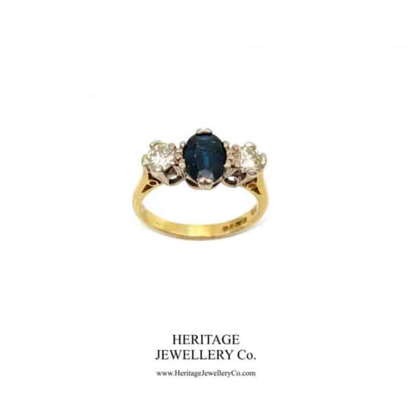 Vintage Sapphire and Diamond Trilogy Ring Diamond Antique Jewellery 3