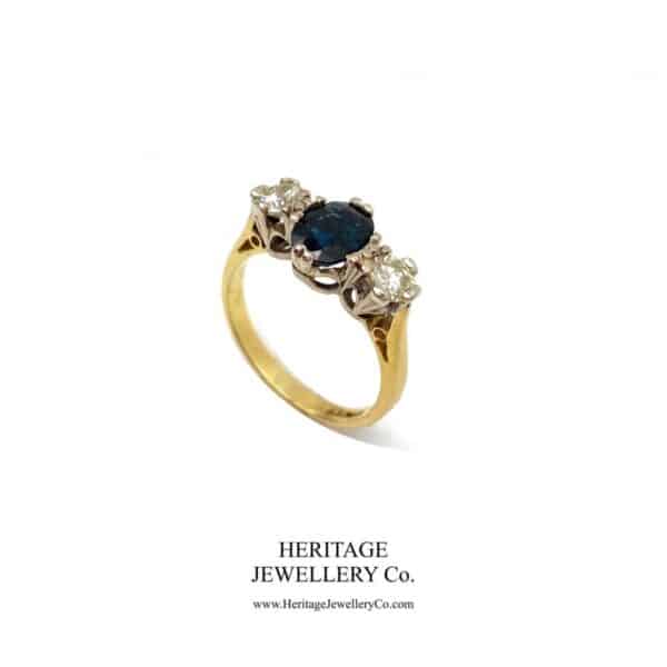 Vintage Sapphire and Diamond Trilogy Ring Diamond Antique Jewellery 4