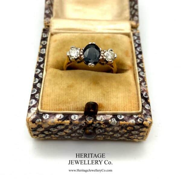 Vintage Sapphire and Diamond Trilogy Ring Diamond Antique Jewellery 5