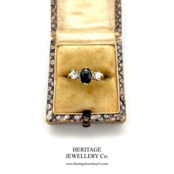 Vintage Sapphire and Diamond Trilogy Ring Diamond Antique Jewellery 6