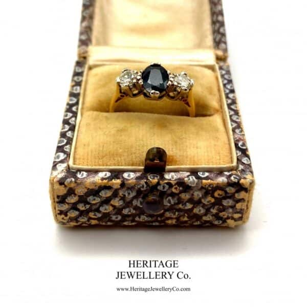 Vintage Sapphire and Diamond Trilogy Ring Diamond Antique Jewellery 8