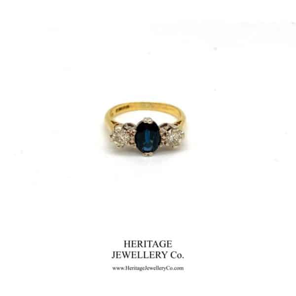 Vintage Sapphire and Diamond Trilogy Ring Diamond Antique Jewellery 9