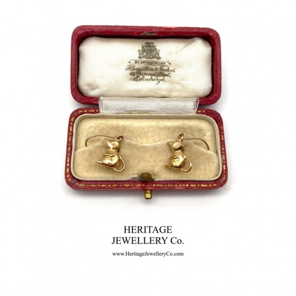 Vintage Gold Mouse Earrings - Image 3