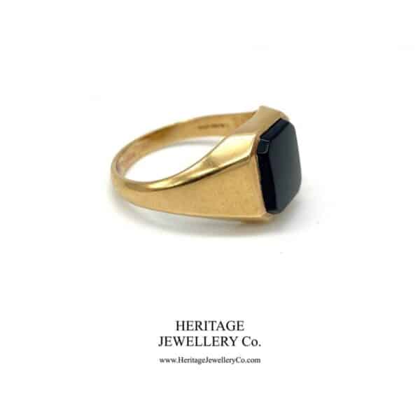 Vintage Heavy Gold & Onyx Signet Ring - Image 2
