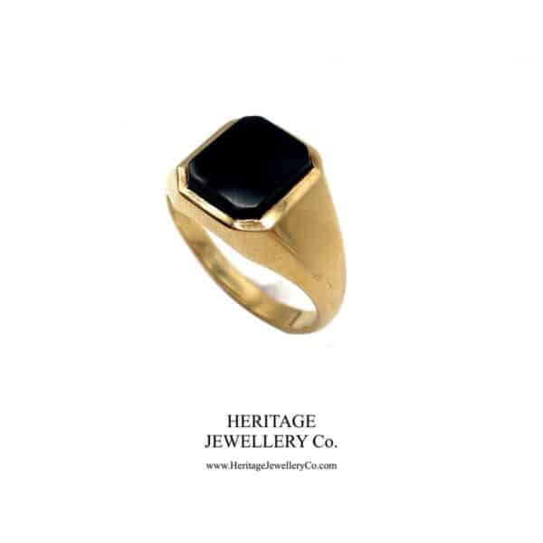 Vintage Heavy Gold & Onyx Signet Ring - Image 4