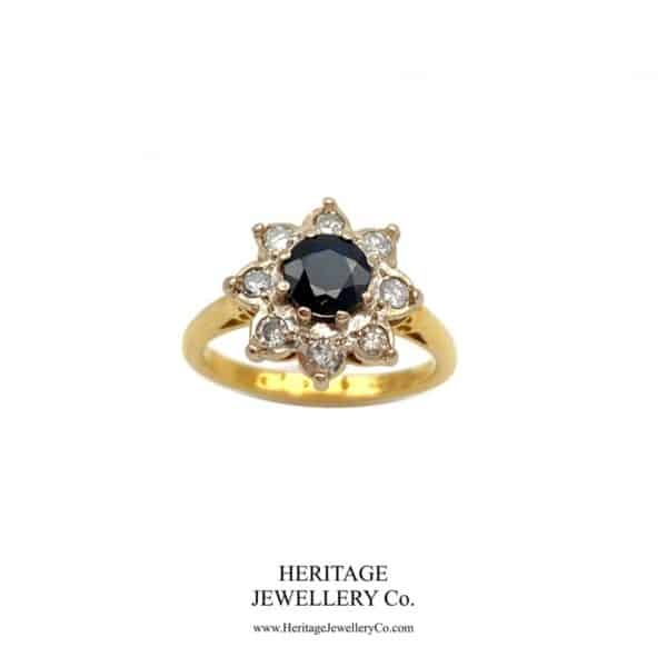 Vintage Sapphire and Diamond Cluster Ring Diamond Antique Jewellery 3