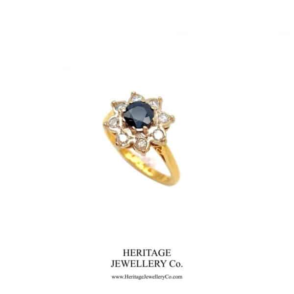 Vintage Sapphire and Diamond Cluster Ring Diamond Antique Jewellery 5