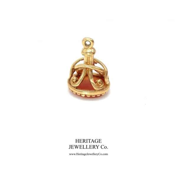 Gold Peach Agate Fob Seal