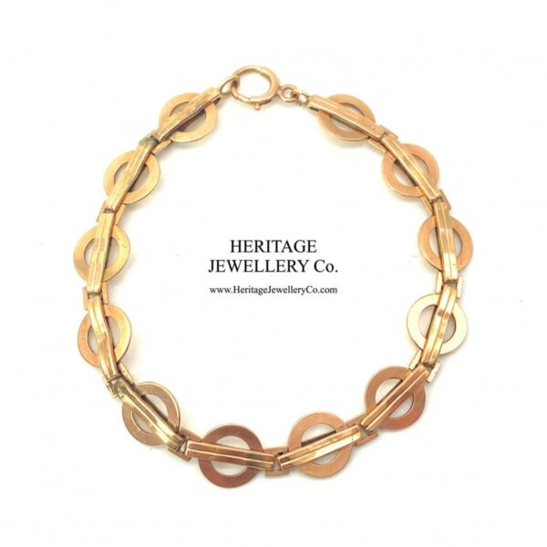 Antique Rose Gold Bracelet with Fancy Links - Image 2