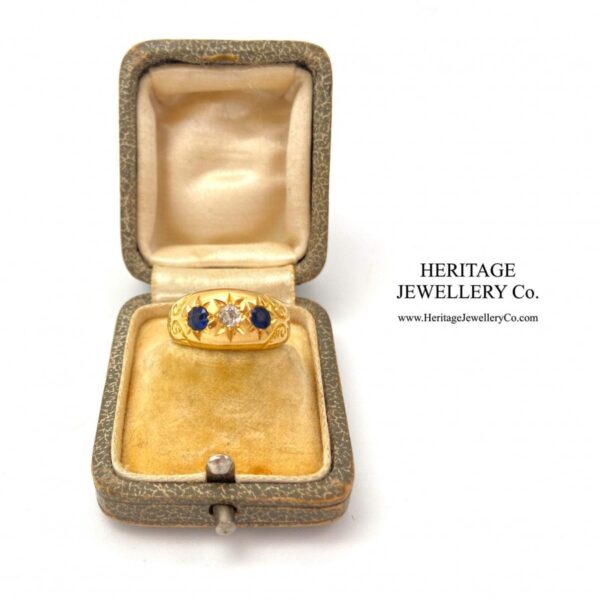 Antique Sapphire and Diamond Gypsy Ring (c. 1913) - Image 3