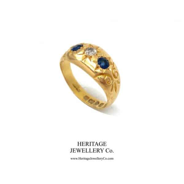 Antique Sapphire and Diamond Gypsy Ring (c. 1913) - Image 4