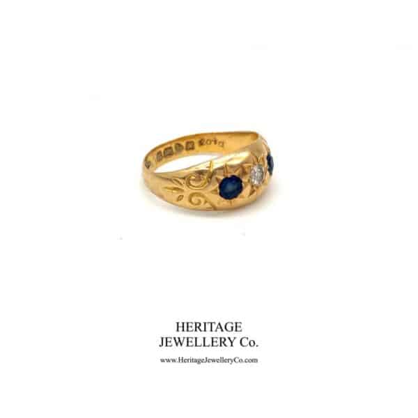 Antique Sapphire and Diamond Gypsy Ring (c. 1913) - Image 5