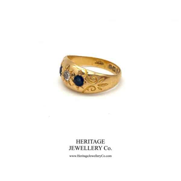 Antique Sapphire and Diamond Gypsy Ring (c. 1913) - Image 6