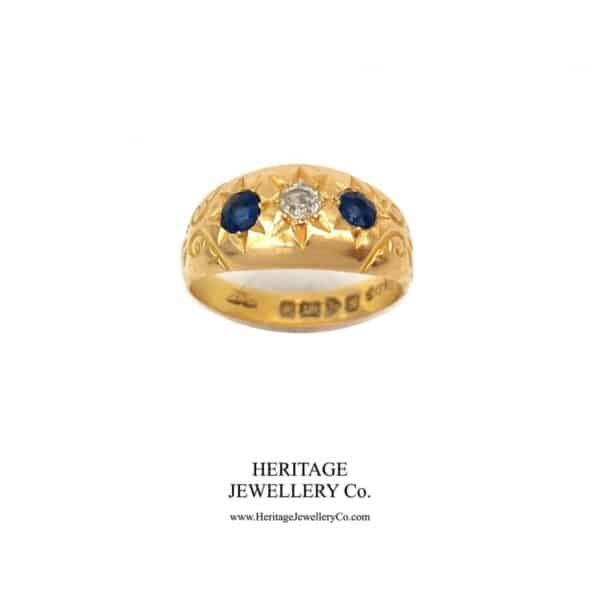 Antique Sapphire and Diamond Gypsy Ring (c. 1913) - Image 7
